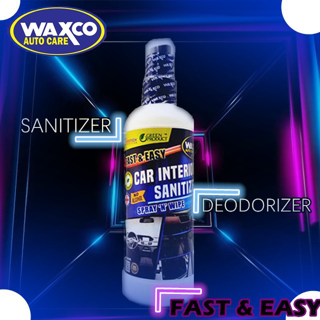 waxco car sanitizer nano tech car interior sanitizer / sanitiser spray and wipe no alcohol car sanitiser