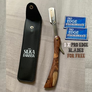 The Silka Barber Shaving Razor (Wood) + FREE Pro Edge Blades