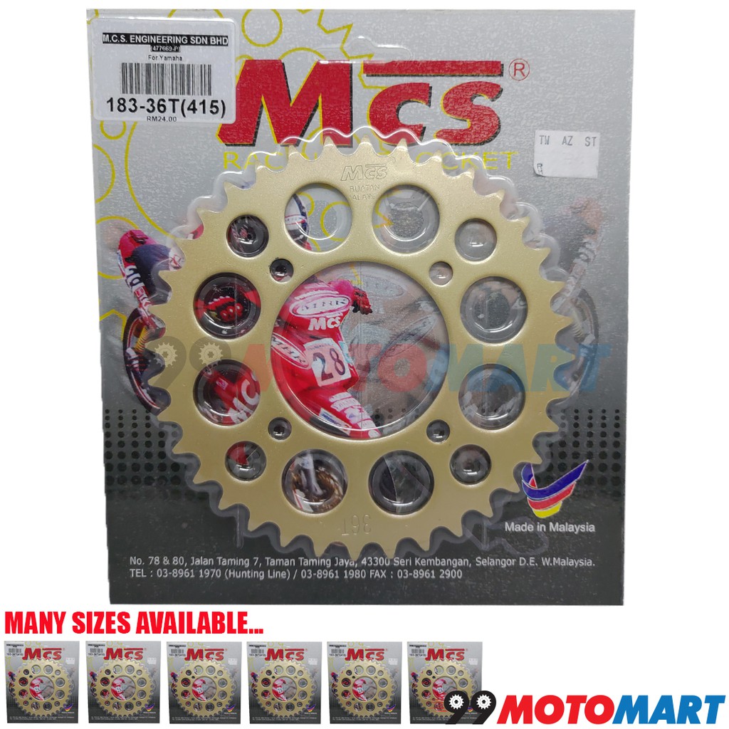 MCS 415 Sprocket LC135 Y125 Y100 RXZ 26T42T RACING YAMAHA 183 LC 125Z