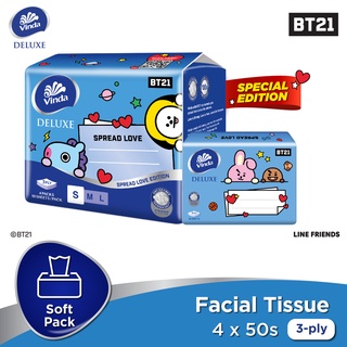 Image of Vinda Deluxe Travel Pack 3ply BT21 Special Edition (Mang Chimmy Cooky Shooky) (4x50s)