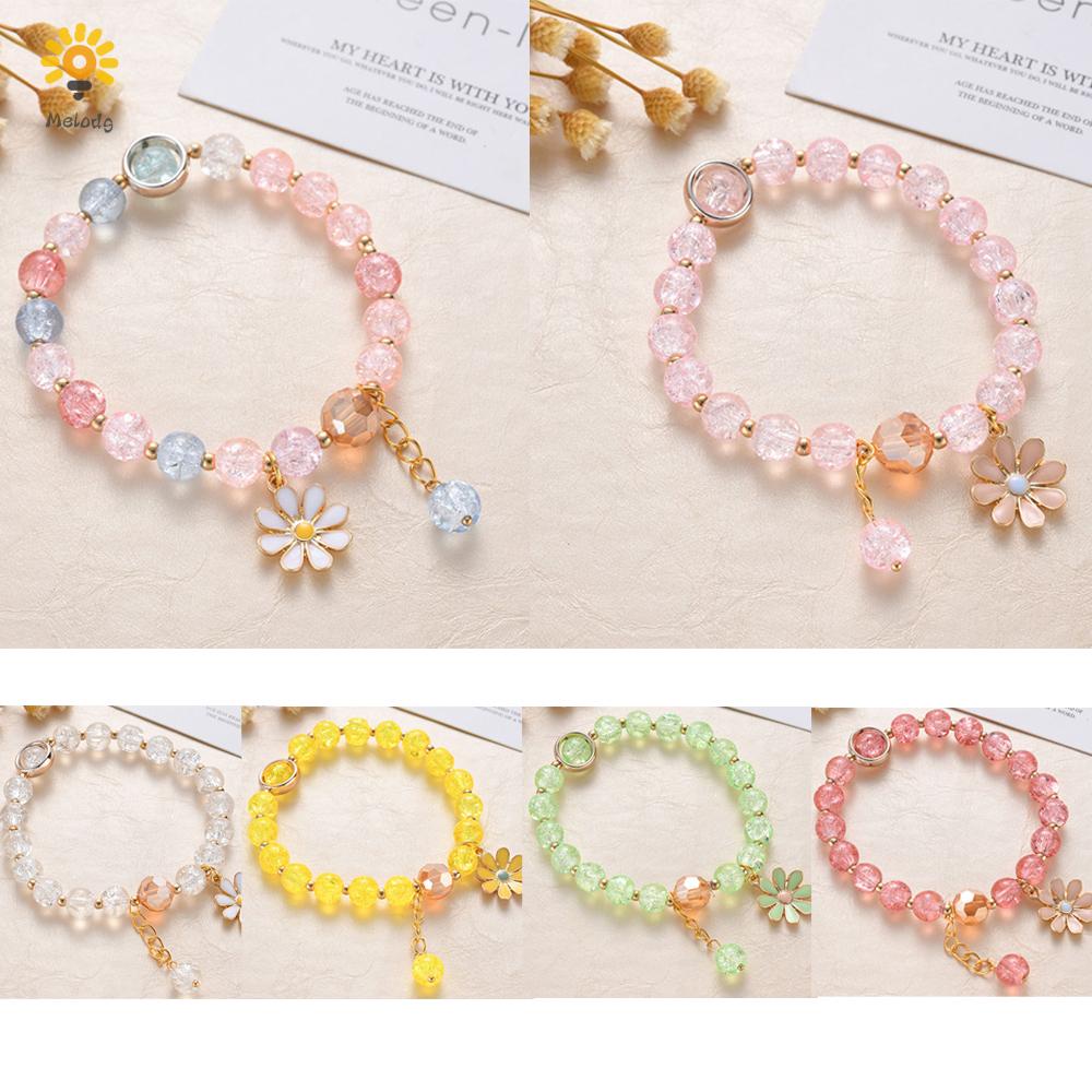 MELODG New Small Daisy Bracelet Colored stones Cuff Bangles Shiny