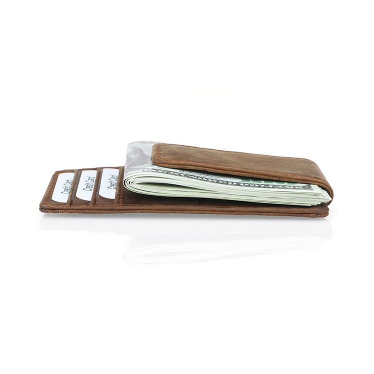 RFID credit card holder/Slim magnetic custom wallet leather money clip/Men's cowhide leather card holder/Visa & master card case/short wallet/money clip