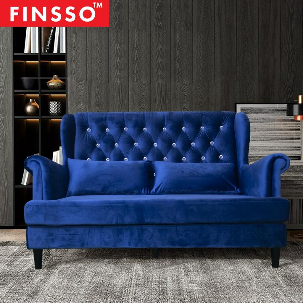 FINSSO: Diamond Design Royal Fabric High Back Wing Chair