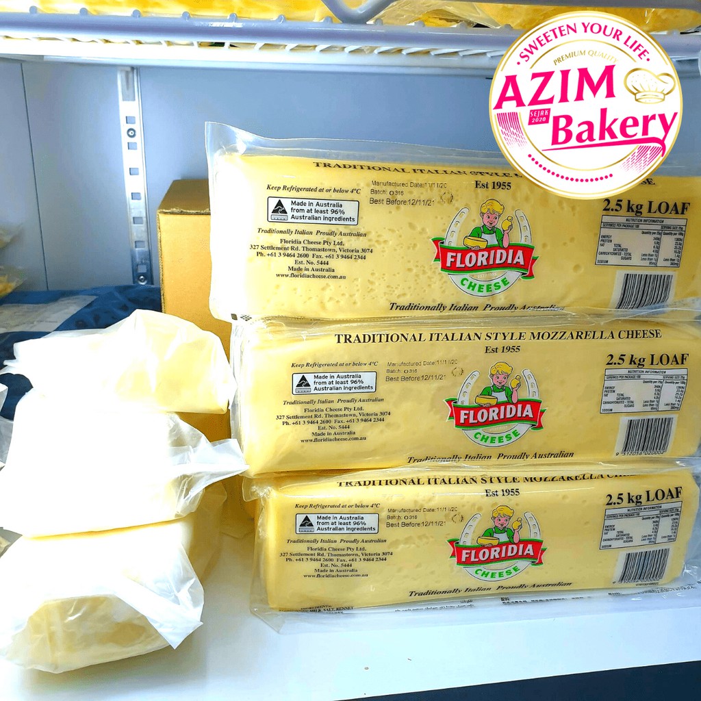 (NO COD,ONLY ONLINE PAYMENT)Floridia Mozzarella Cheese Block 2.5kg | 1kg | 500g |250g (Halal)(Repack)