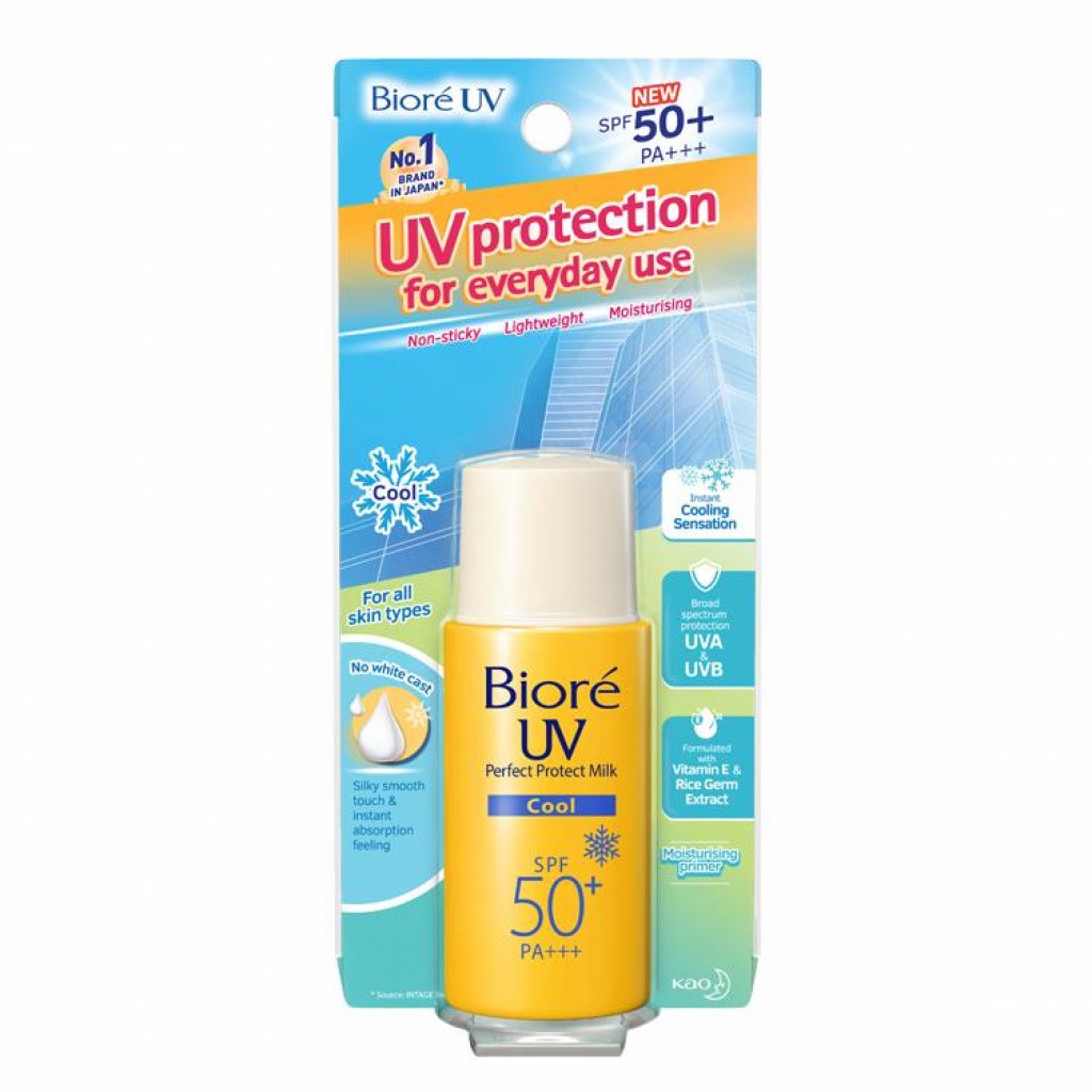 Biore Uv Sunscreen Perfect Protect Milk Cool Spf50 Pa Shopee Malaysia