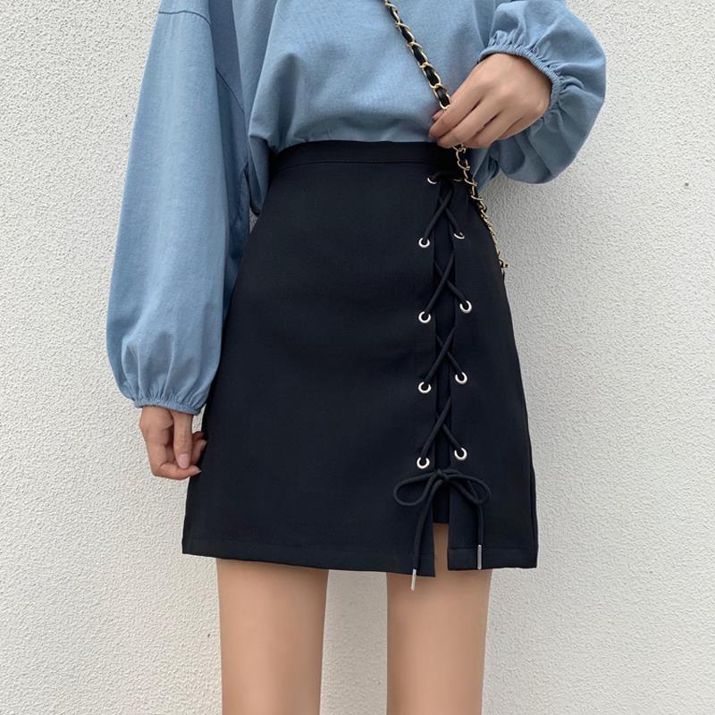 Korean Summer New Design Sense Bandage Short Skirt High Waist Light Proof A-line Skirt Show Thin Skirt Package Hip Skirt Female