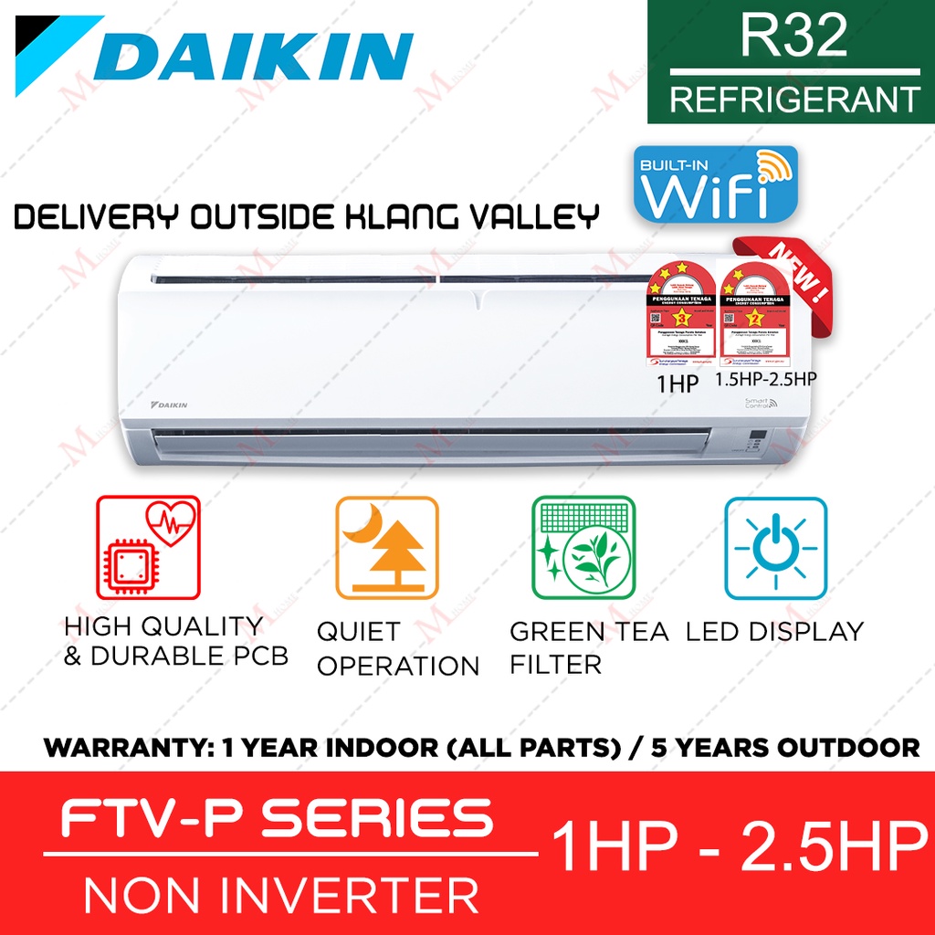 (NEW) DAIKIN 1.0HP R32 AIR CONDITIONERS FTVP SERIES FTV28P/RV28F Aircond Shopee Malaysia