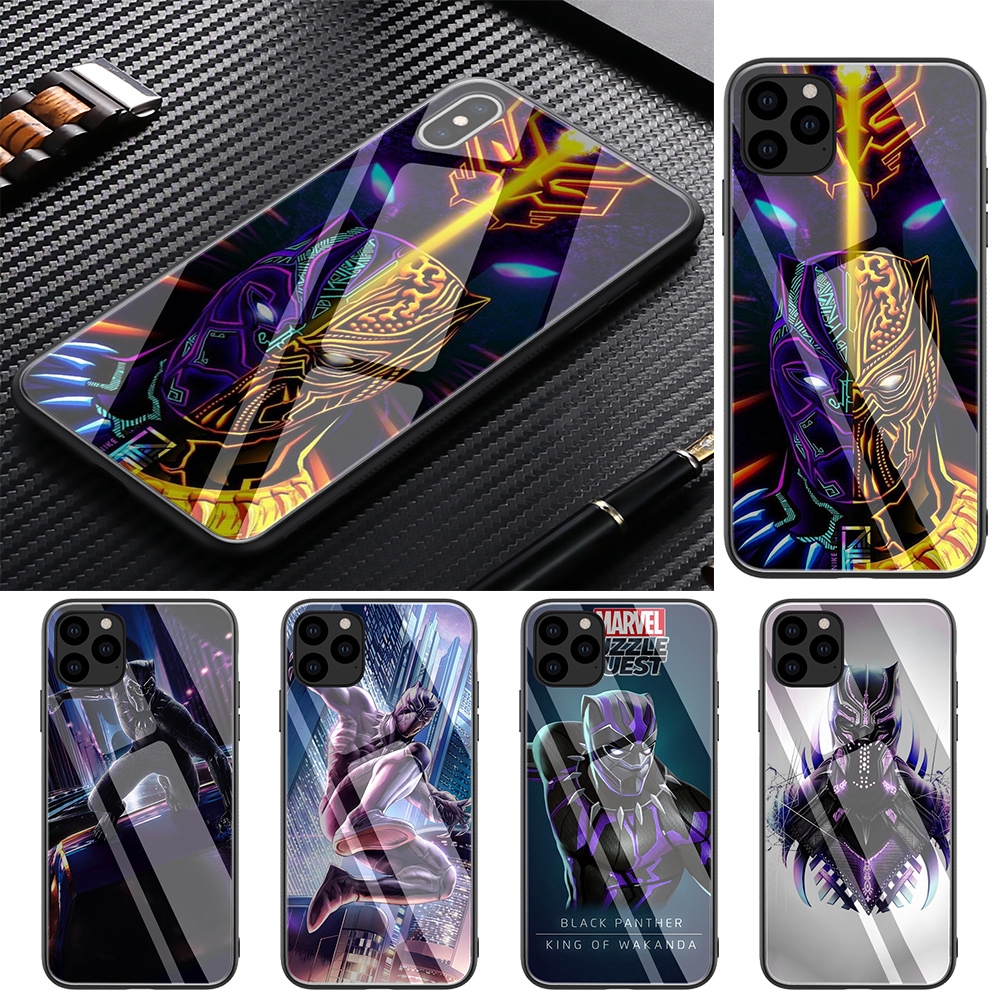 Marvel Black Panther Iphone 11 Pro Xs Max Xr X 8 7 6 6s Plus Tpu Tempered Glass Case Shopee Malaysia