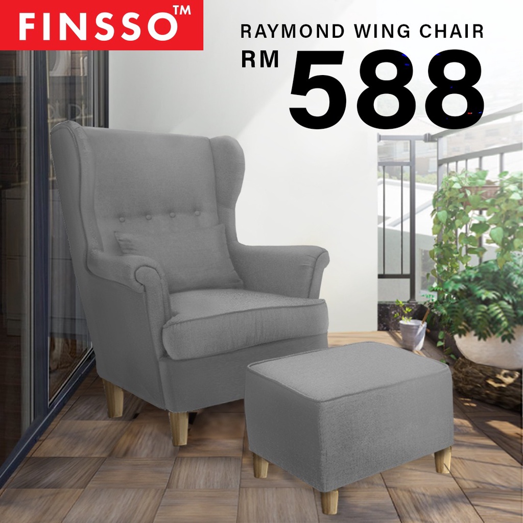 [FREE STOOL & PILLOW] Raymond Nordic Wing chair