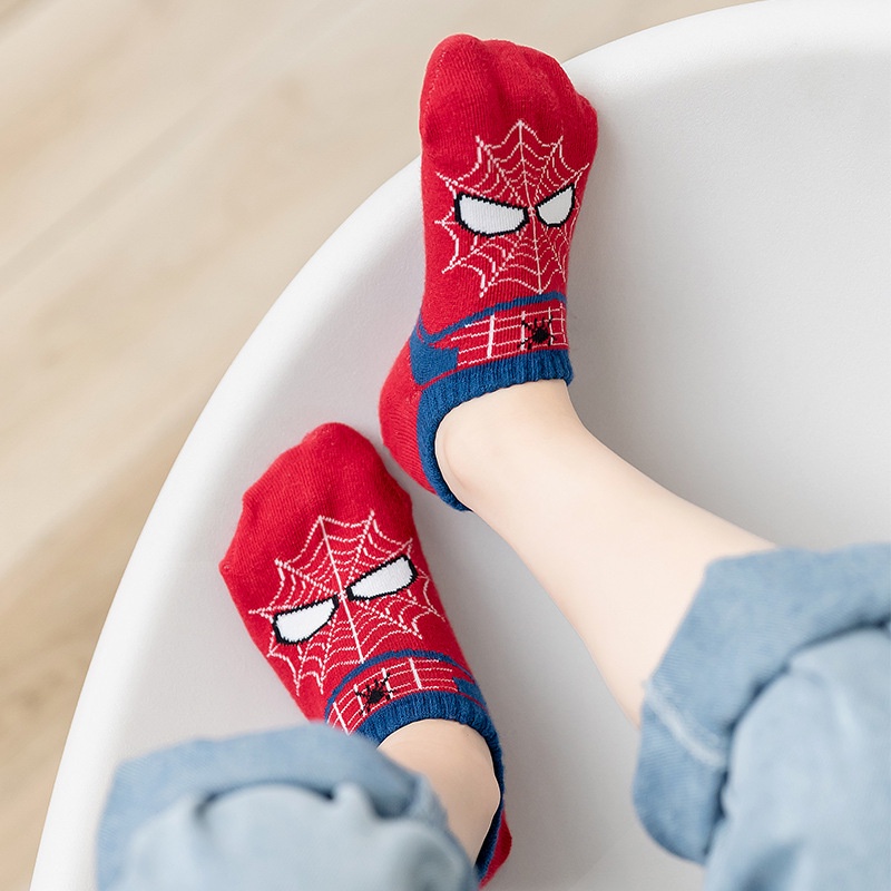 2021 Children's Socks Kids Spiderman Superhero Cartoon Anime Series Cotton  Boy Invisible Boat Socks | Shopee Malaysia