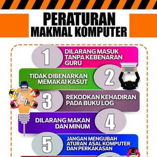Poster Peraturan Makmal Komputer Keceriaan Bilik Komputer Pstr Shopee Malaysia