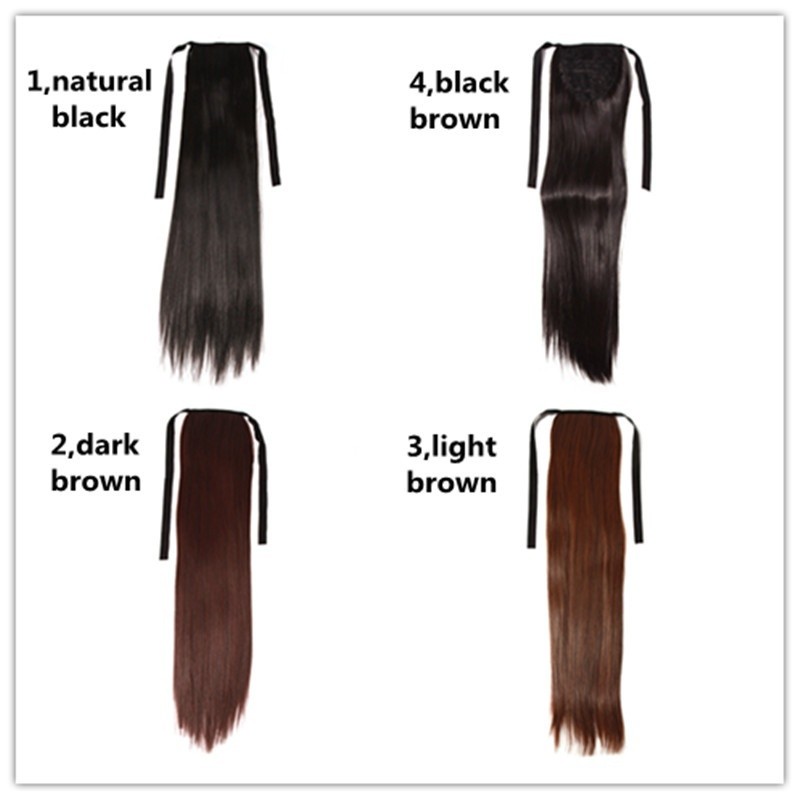 Strap Women Wig Matte Silk Long Straight Hair Ponytails Girls