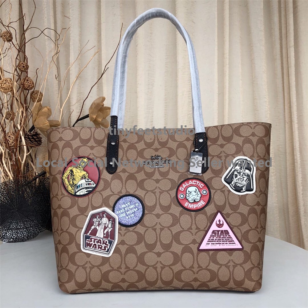 Coach 88020 Star Wars Town Tote In Signature Canvas With Patches Women  Handbag Shopping Shoulder Bag | Shopee Malaysia