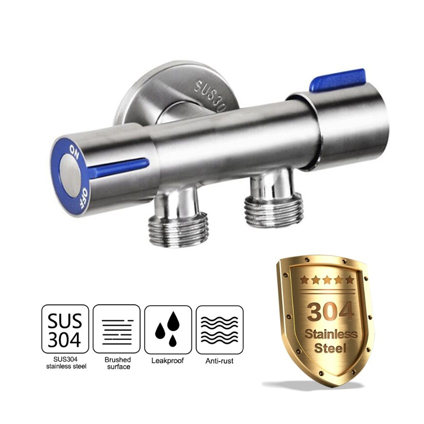 Stainless Steel SUS304 Kitchen & Bathroom Two Way Angle Valve Washing
