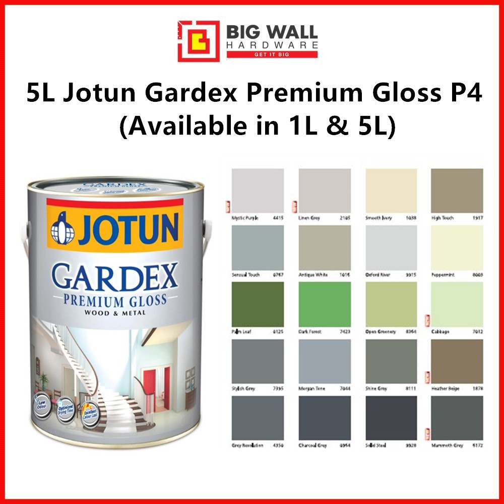 5L Jotun Gardex Premium Gloss Exterior Paints P4 (Available in 1L & 5L) Big Wall Hardware White