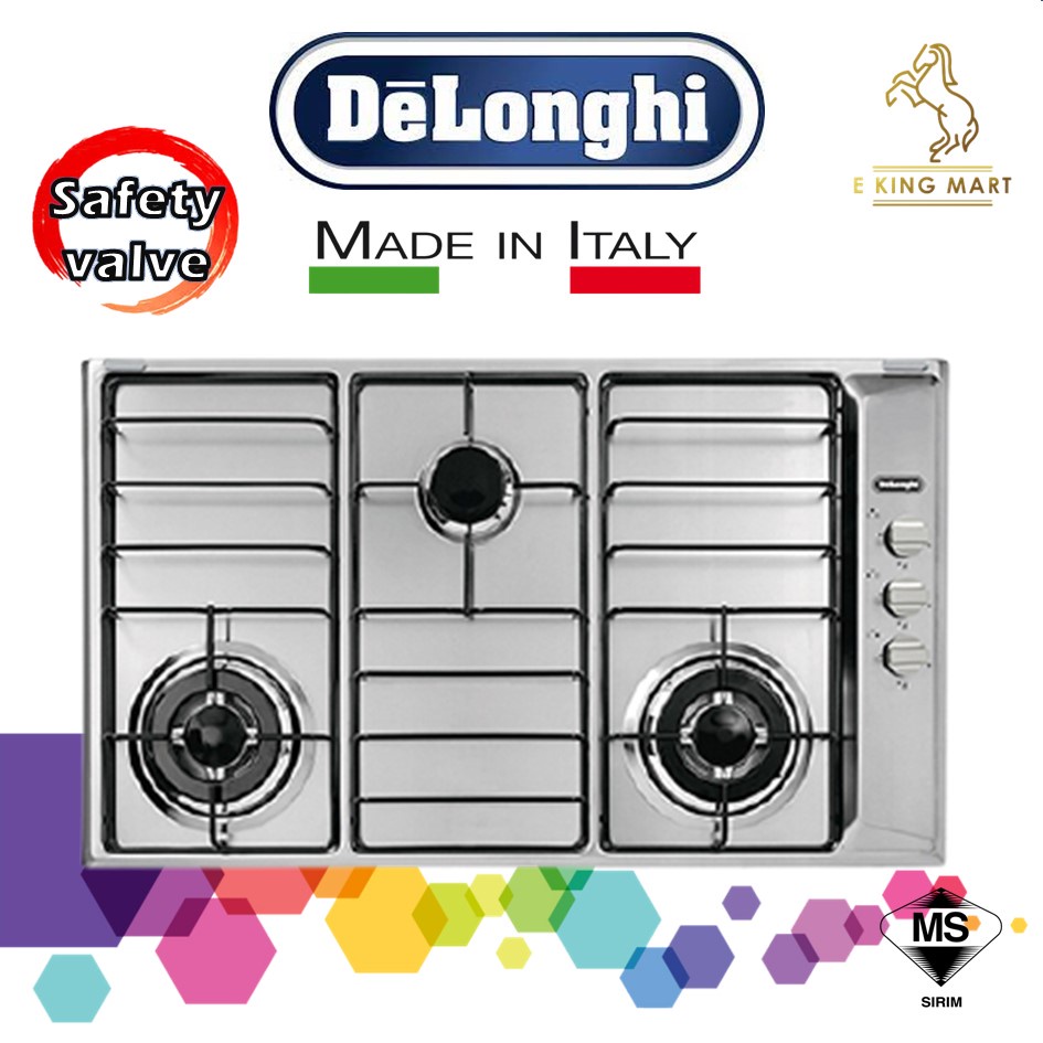 DeLonghi Gas Hob Cooker Stainless Steel Cooker Stove 3 Burners Hob IL