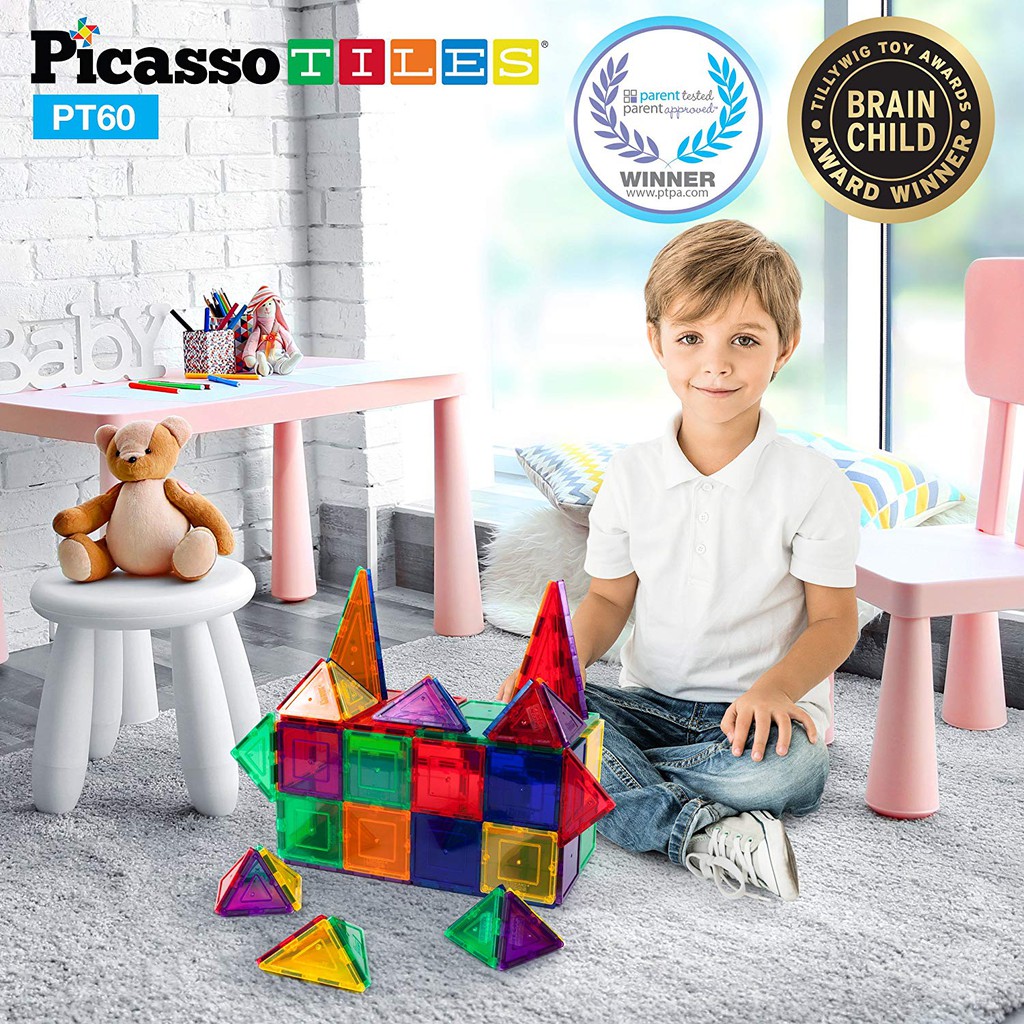 picassotiles 60 piece 3d magnetic building blocks set