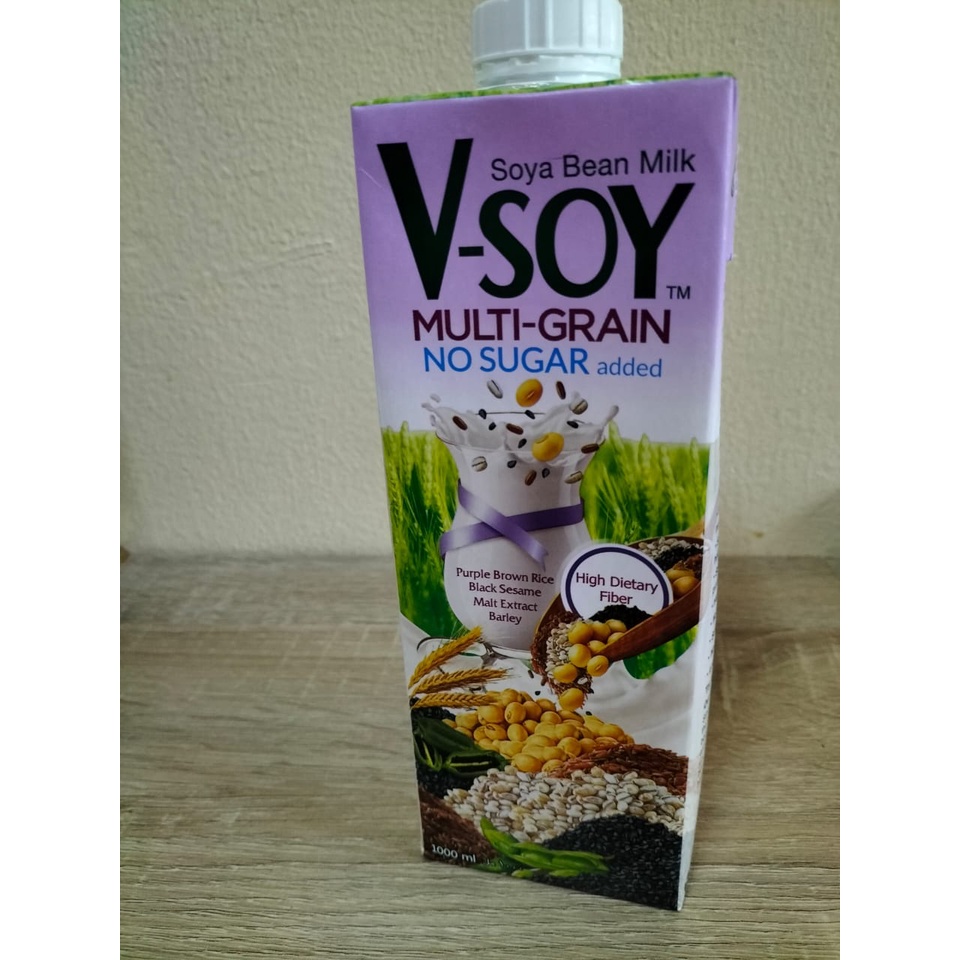 VSOY SOYA BEAN MILK NO SUGAR ADDED/MULTI GRAIN/LOW SUGAR/ALMOND 1L*GOT SMALL GIFTS Shopee