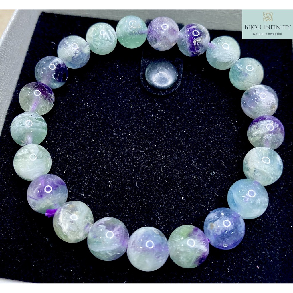 Feathered Fluorite Fluospar Crystal Bracelet 高级羽毛萤石水晶项链手链手串