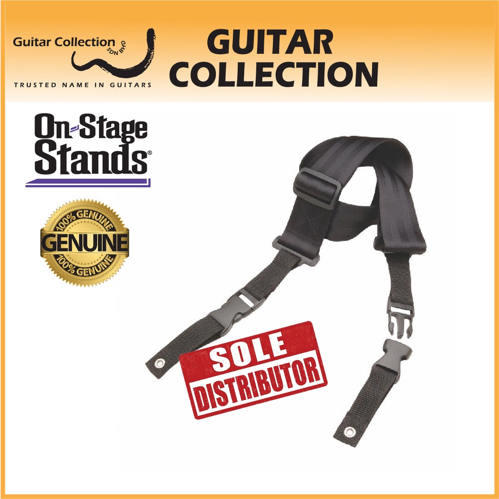 On Stage GSA6230 Click-It Guitar Strap (Black - Length 46"-72" - Width 2")