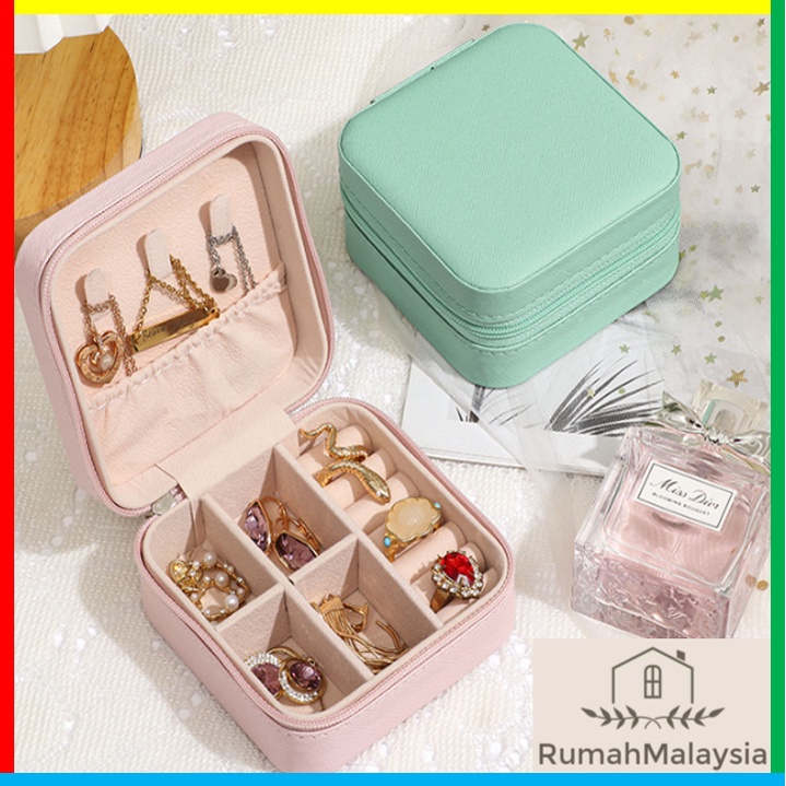 Jewelry Box Kotak emas cincin Quality Portable Jewellery Storage Organizer Leather Storage Case Earrings Rings 首饰收纳盒