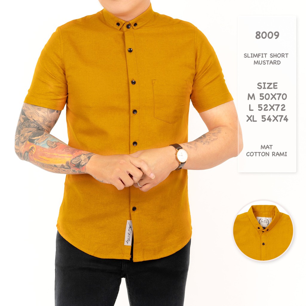 mustard yellow dress shirt short sleeve