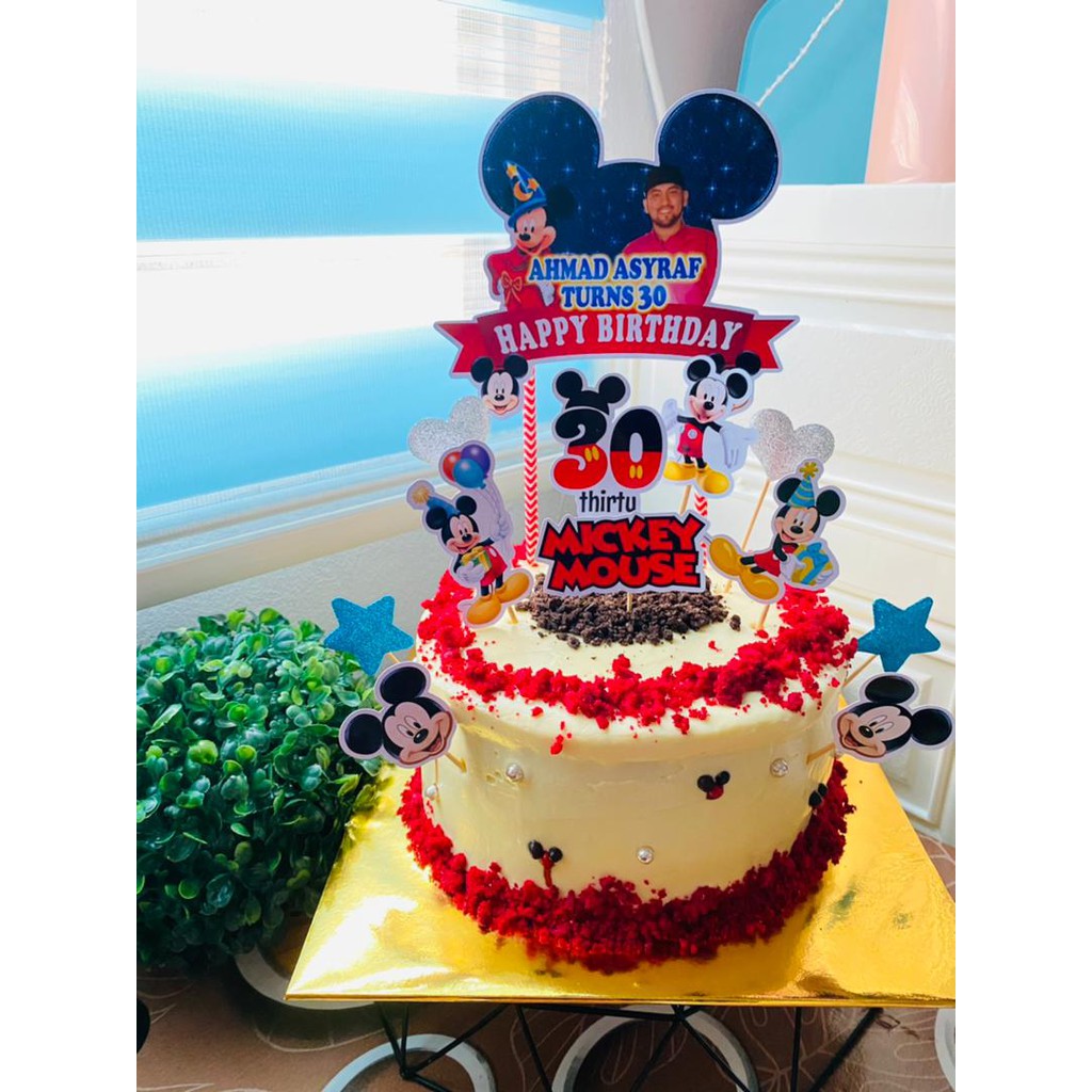 Buy Custom Name Happy Birthday Cake Topper Mickey Mouse Decoration Set Party Accessories Banner Hiasan Kek Design 2 Seetracker Malaysia