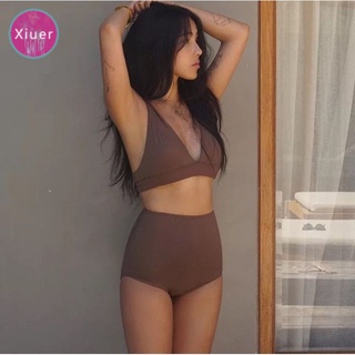 Solid color swimsuit, sexy high waisted bikini, high-quality fabric, beach outfit Y15