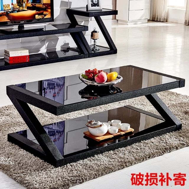 Coffee Table Simple Living Room Tea Table Black Tempered Glass Coffee Table Shopee Malaysia