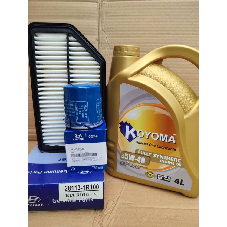 HYUNDAI VELOSTER, KIA RIO UB AIR FILTER + OIL FILTER + KOYOMA 5W40 ...