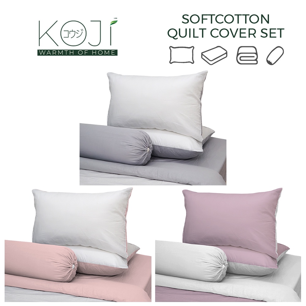 KOJI Soft Cotton Two Tone Series 100 Cotton Quilt Cover Set 4 IN 1