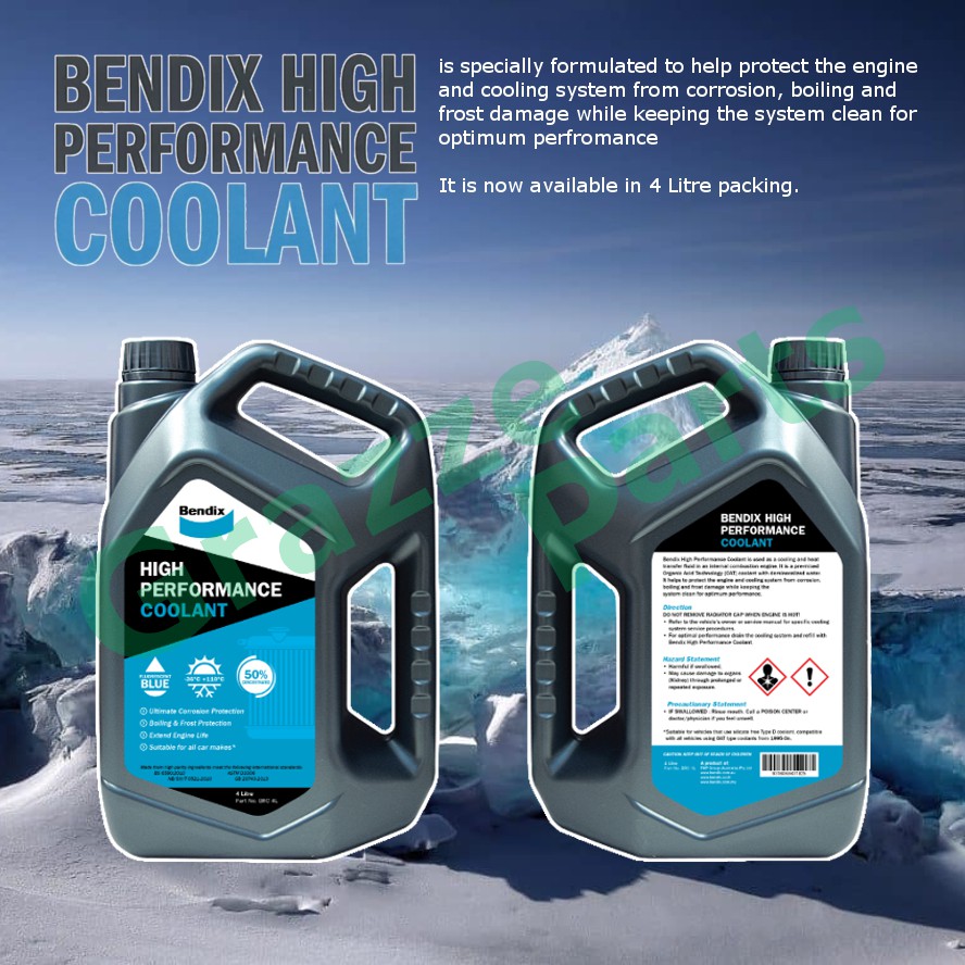 (4 Litre) Bendix High Performance Coolant is a pre-mixed 