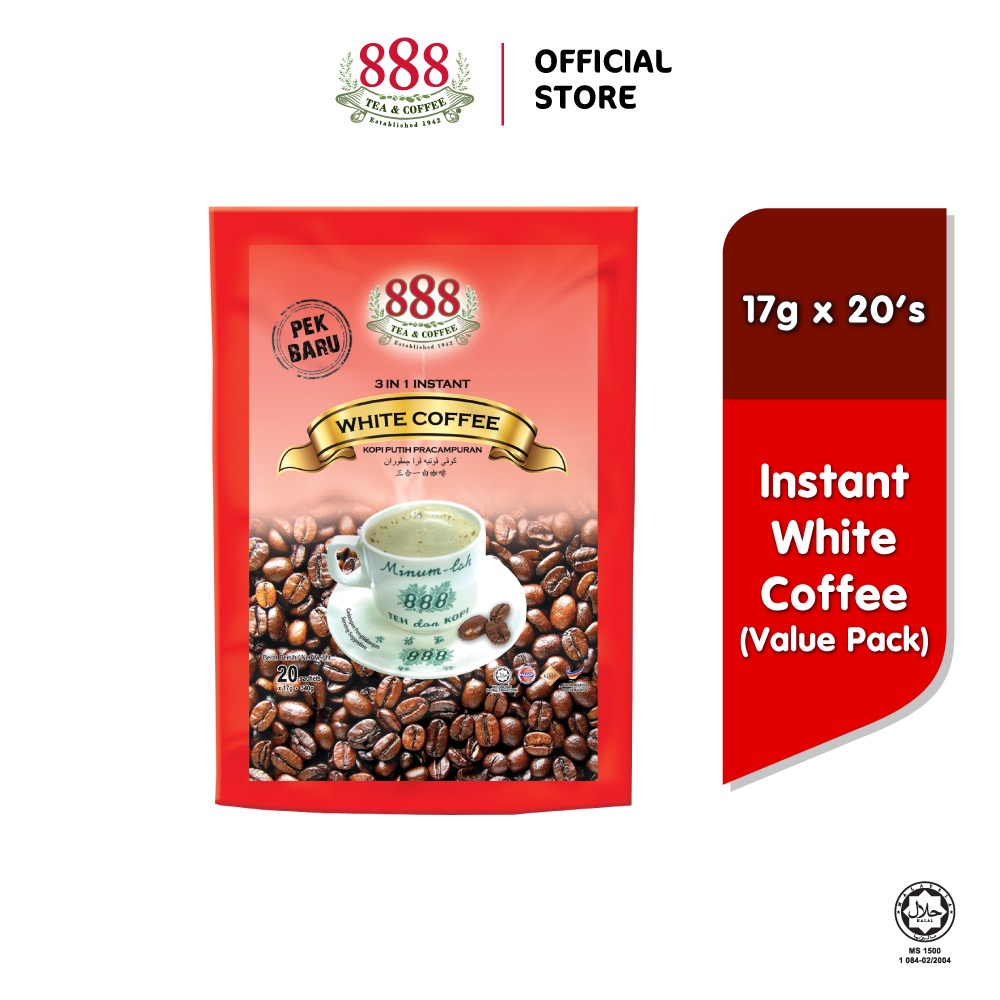 888 3 In 1 Instant White Coffee Value Pack (17g x 20 Sachets ) Shopee