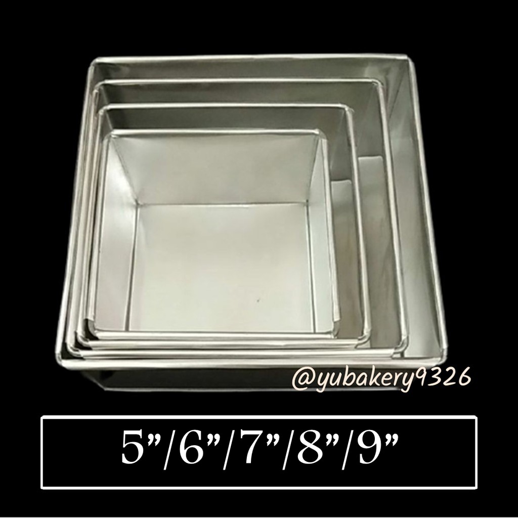 4 5 6 7 8 9 Inch Inci Square Cake Pan Baking Mould Fix Base Loyang Kek Empat Segi Petak Acuan 四方形蛋糕模型 模具