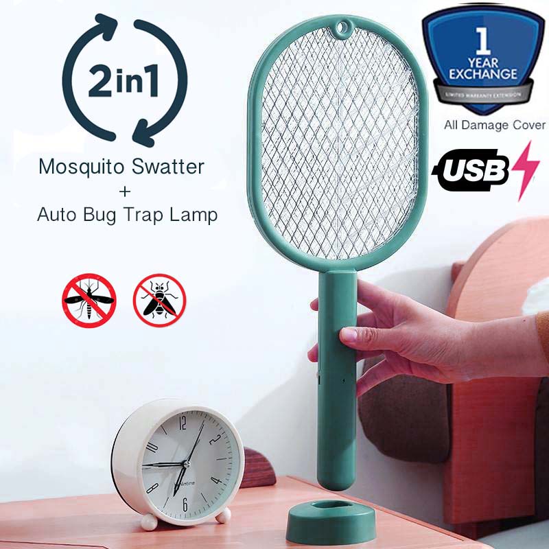 2in1-Mosquito Racket +Mosquito Zapper lamb Swatter USB Charge  / Penghampus Nyamuk/Lampu perangkap nyam