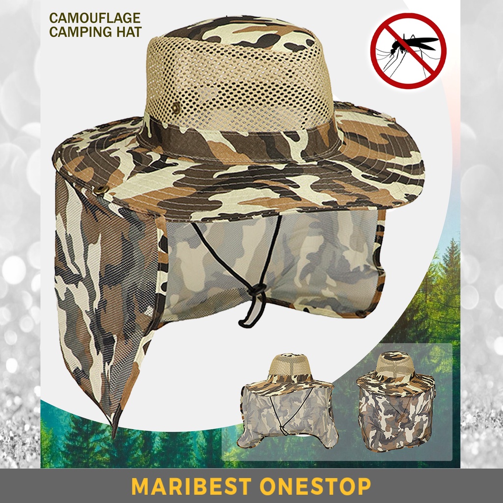 Outdoor Camouflage Hat Bucket Sun proof Protection Fishing Gardening Hiking Cap Topi Askar Memancing Kebun Khemah 户外钓鱼彩帽