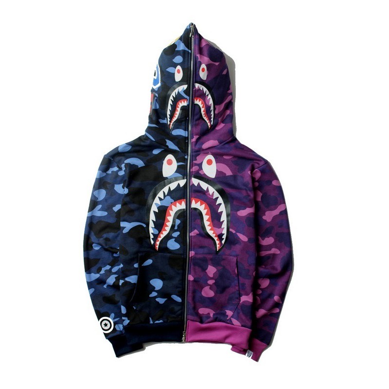 purple camo shark hoodie