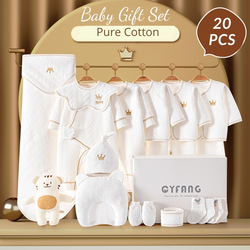 100% Cotton Newborn Baby Gift Set 20 Piece Set Baby Clothing Gift Box ...