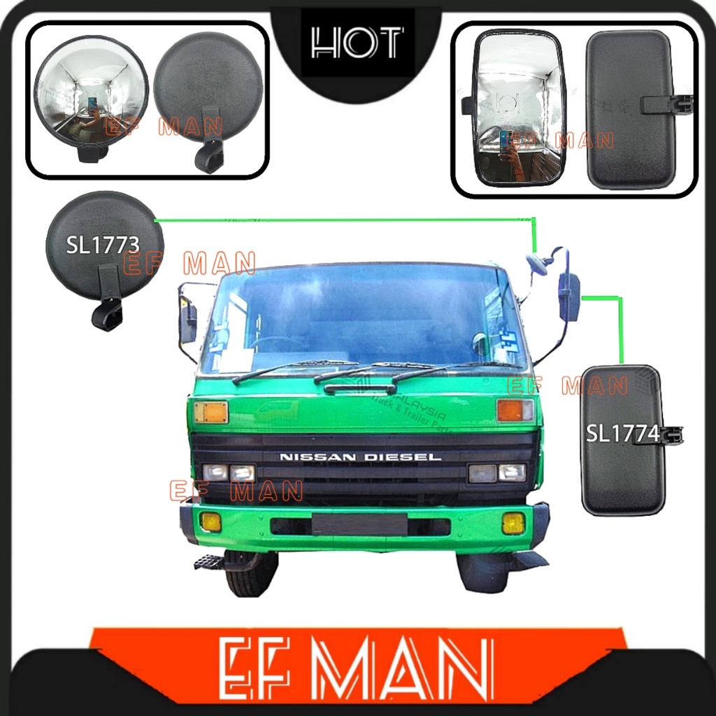 NISSAN CPB 15 12 PKD 211 LKA 211 SIDE MIRROR TRUCK LORRY LORI ROUND