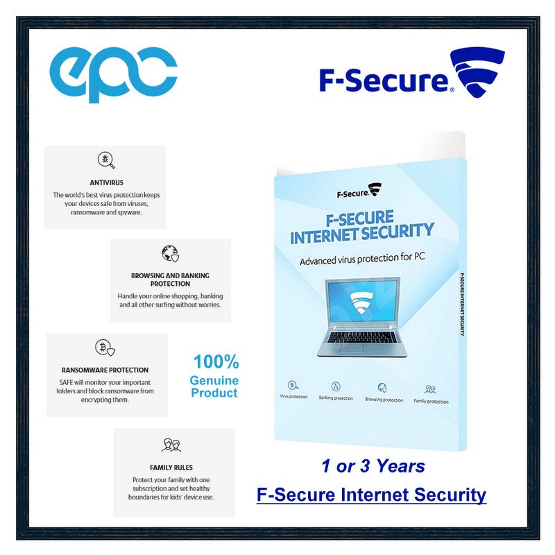 F-Secure Internet Security 1 Device 1 or 3 Years /Advanced Protection For PC / Anti-Virus