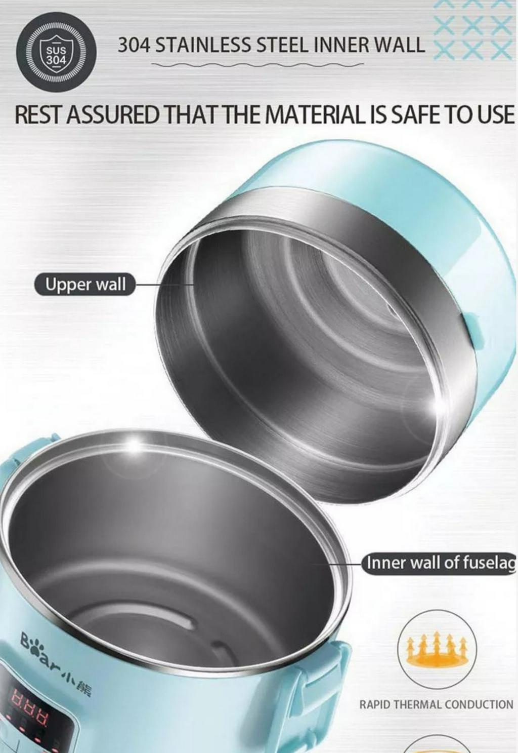 Bear Electric Lunch Box Portable Heating 3Layers Stainless Multi Mini