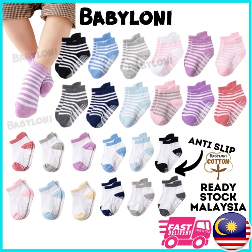 ⭐VALUE PACK 6Pairs Cotton Baby Sock Anti-skid Anti Slip Baby Socks Sarung Kaki Bayi stoking