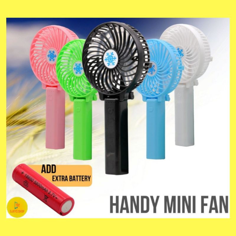 Mini Fan Portable Rechargeable Usb 2 In 1 Handy Standable 3 Speed Kipas Tangan Kipas Bateri Kipas Mini Random Colorl