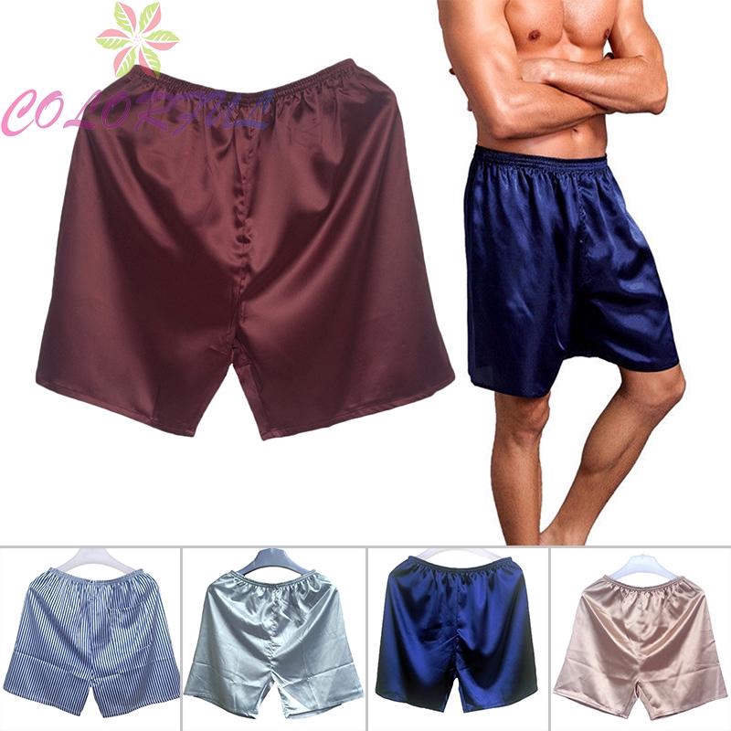 3XL Men Sleepwear Underwear Soft Silk Satin Boxer Shorts Nightwear Pyjamas L XL