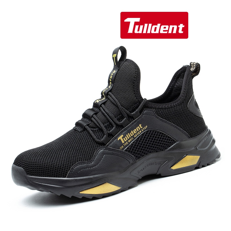 Tulldent Men Safety Shoes Steel Toe Cap Anti-smashing Anti-piercing  Breathable Lightweight in Black