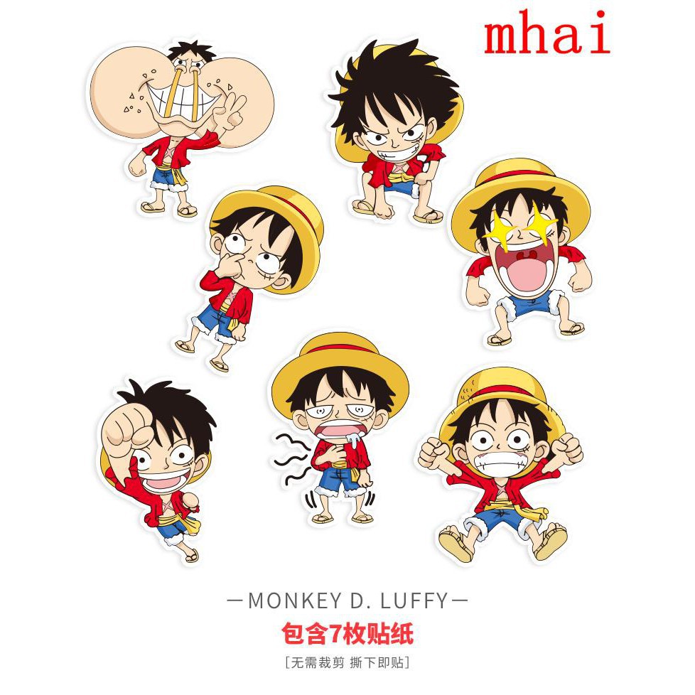 Policeuncle Hand 7 Sets Of One Piece Luffy Stickers Laptop Luggage