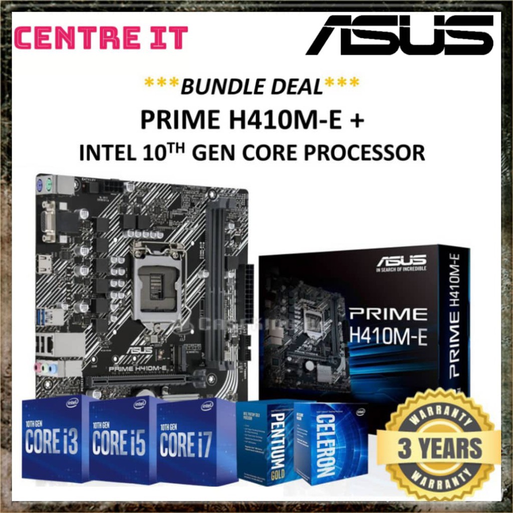 Asus Prime H410ME Motherboard + Intel 10th Gen Core Processor Bundle