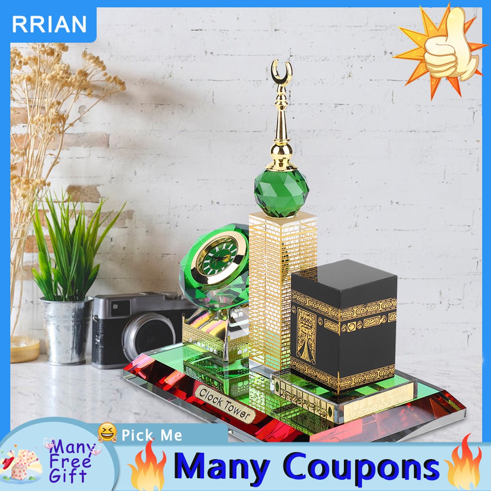 Rrian Muslim Kaaba Clock Tower Model Islamic Architecture Handicrafts Souvenirs Home Desktop Decoration