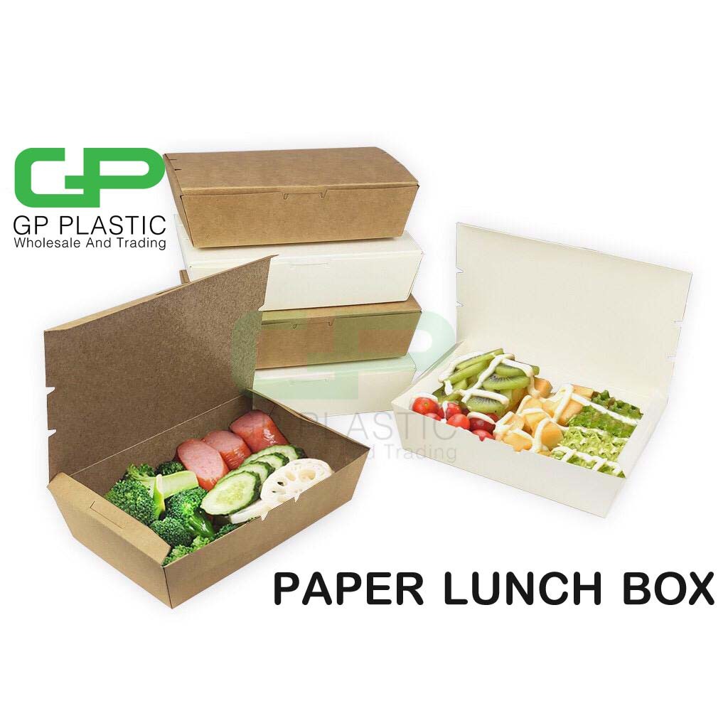 Ready Stock Paper Lunch Box Tapau Food Box Premium Western Food Bekas Makanan Kertas Kotak Nasi