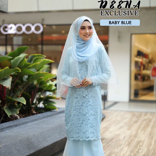 Set Couple Tunang Nikah Deena Kurung Moden Dan Baju Melayu Sakura Tanpa Pesak Baby Blue Shopee Malaysia